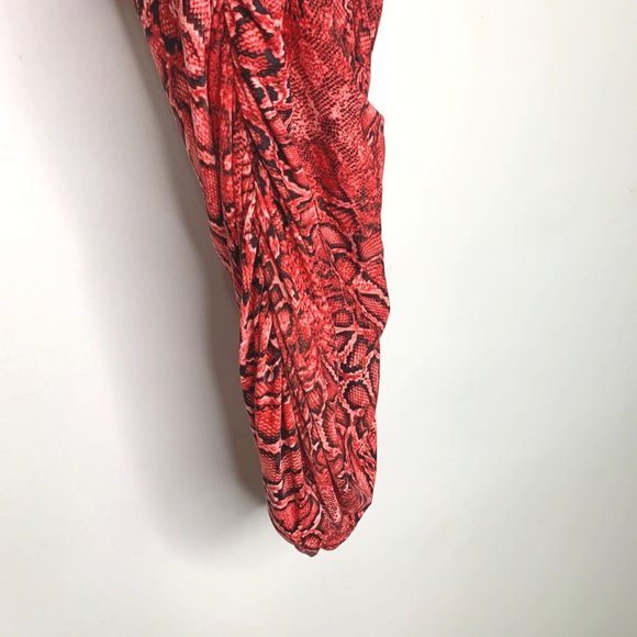 CARMEN MARC VALVO COUTURE Red Snakeskin Ruched Swim Cover Up Dress Sz XS - Picture 5 of 9